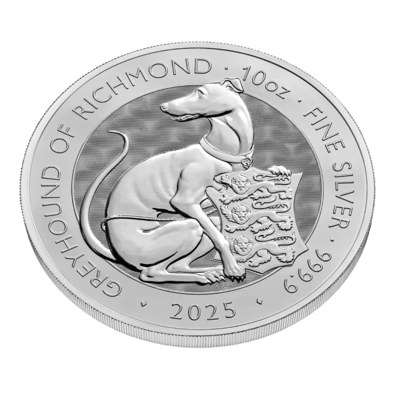 Velká Británie: stříbrná mince Greyhound of Richmond 2025 10 oz Sběratelské mince