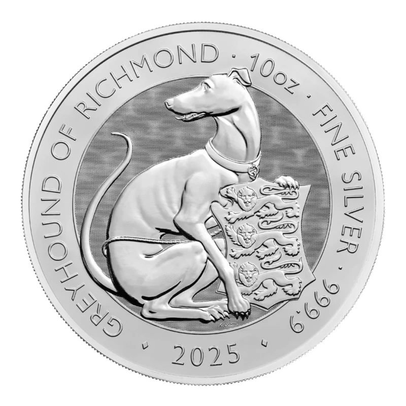 Velká Británie: stříbrná mince Greyhound of Richmond 2025 10 oz Sběratelské mince