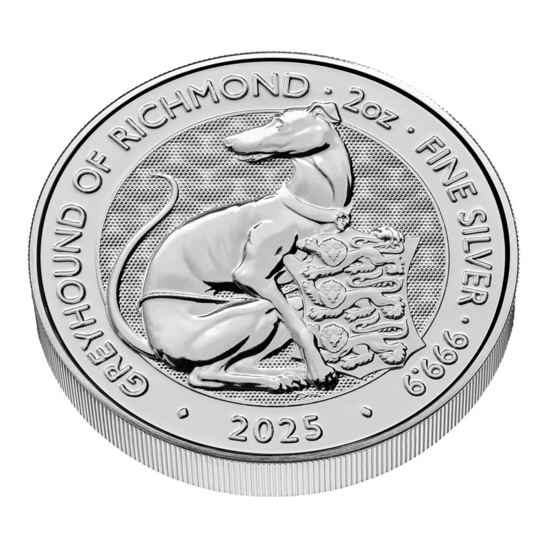 United Kingdom Silver Coin The Royal Tudor Beasts Greyhound of Richmond 2025 2 oz Collectible coins