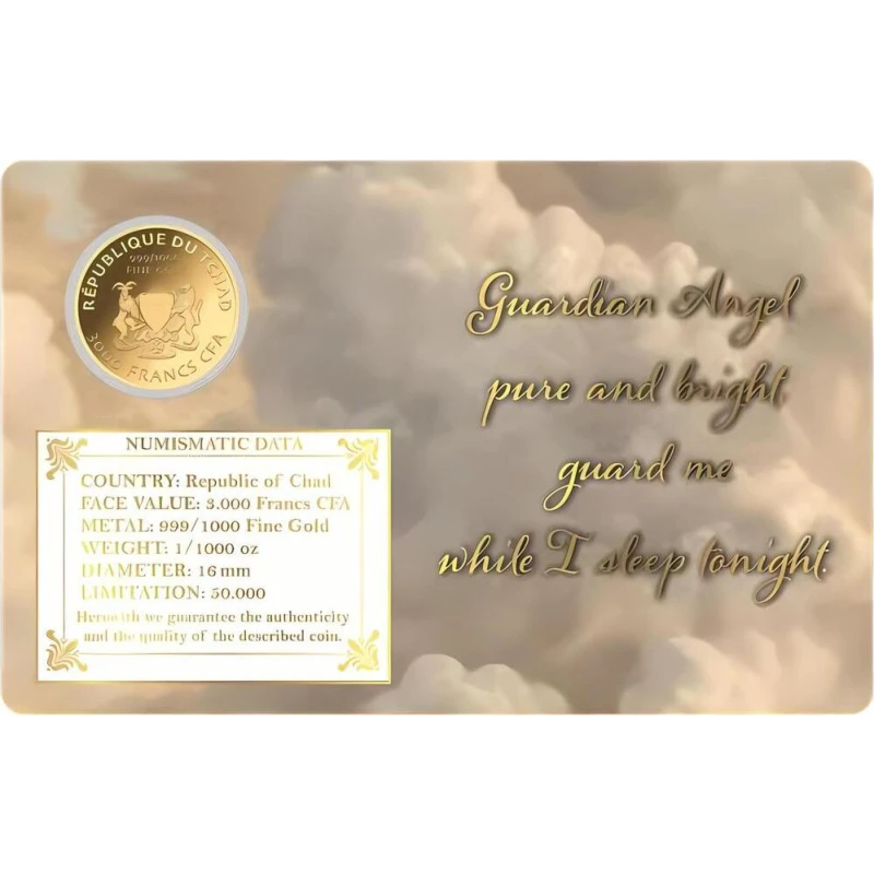Chad: gold coin Guardian Angel II 1/1000 oz Collectible coins