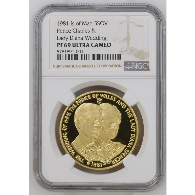 Isle of Man: gold coin Wedding of Prince Charles and Diana Spencer, 1981 GRADING 36.61 g  Collectible coins