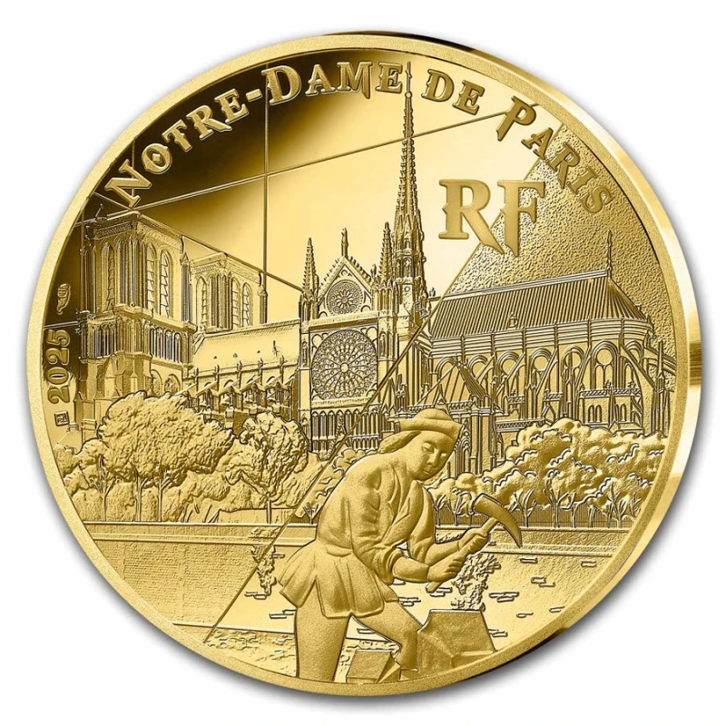 Francie: zlatá mince Notre-Dame de Paris 2025 Proof 1 unce Sběratelské mince
