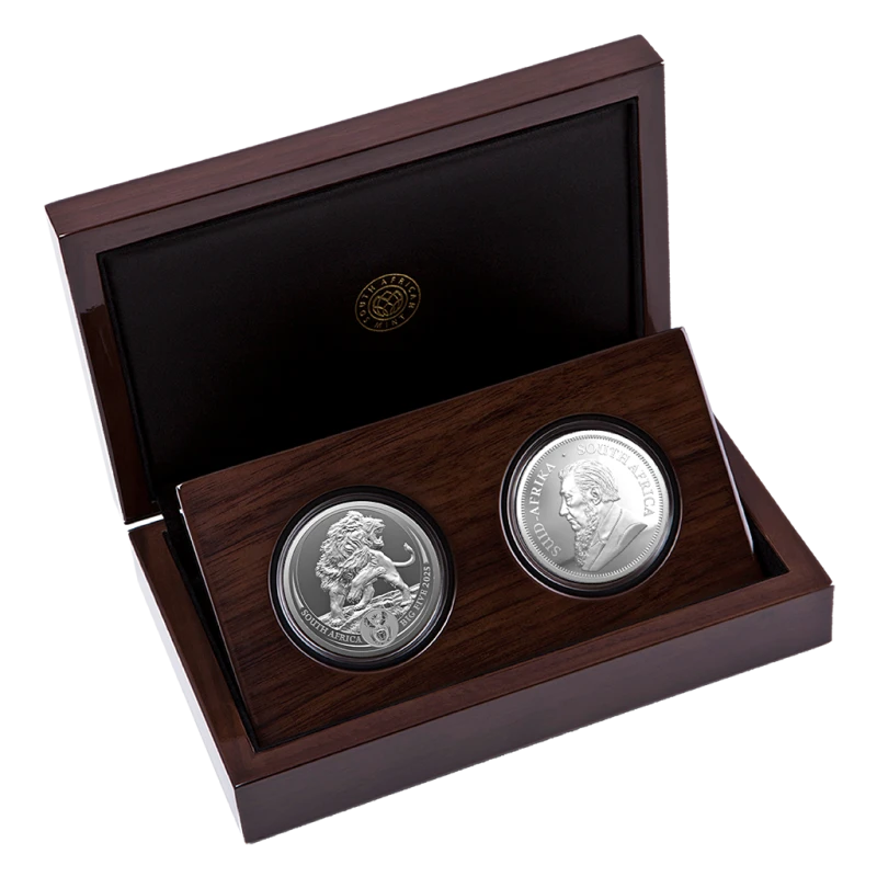 Jihoafrická republika: stříbrné mince Lev a Krugerrand 2025 Proof set 2 unce Sběratelské mince