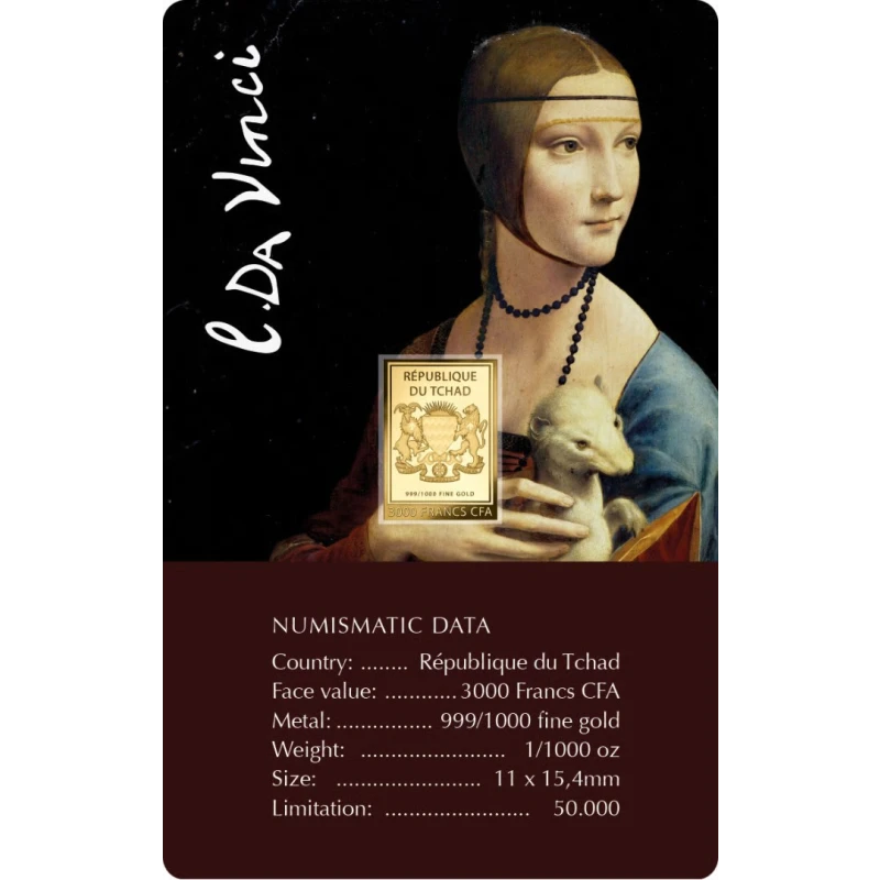Čad: zlatá mince Makové pole u Argenteuil 1/1000 oz Sběratelské mince