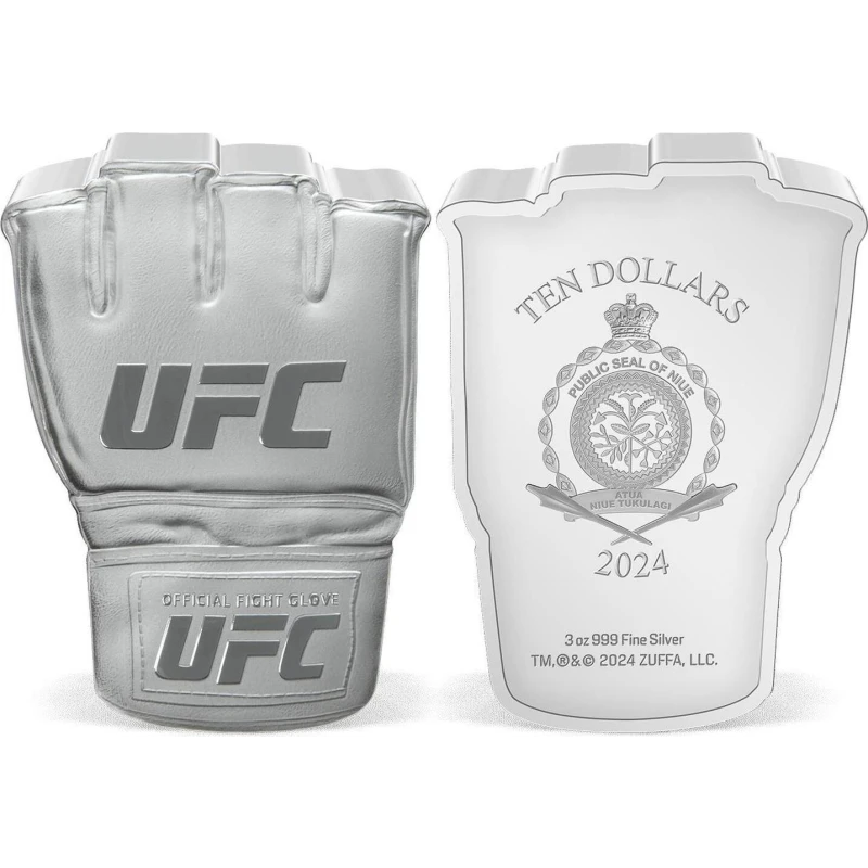 Niue: stříbrná mince UFC Glove 2024 Proof 3 unce Sběratelské mince