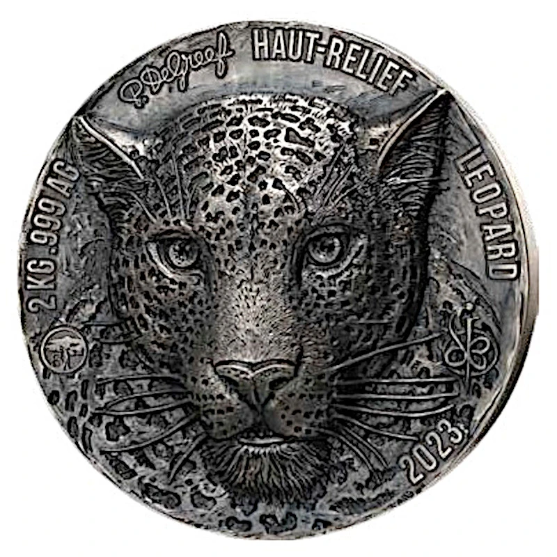 Pobřeží slonoviny: stříbrná mince Leopard 2023 2000 g  Sběratelské mince