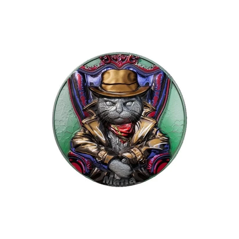 Kamerun: stříbrná mince Mňau Mafia 2025 2 unce Sběratelské mince