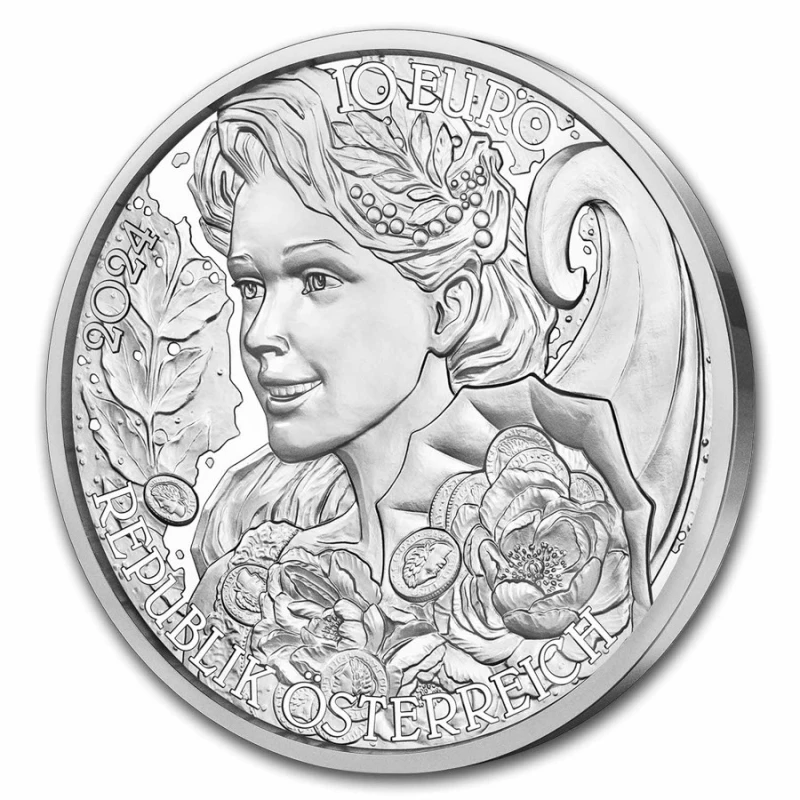 Rakouská stříbrná mince Pivoňka 2024 Proof 1/2 unce Sběratelské mince