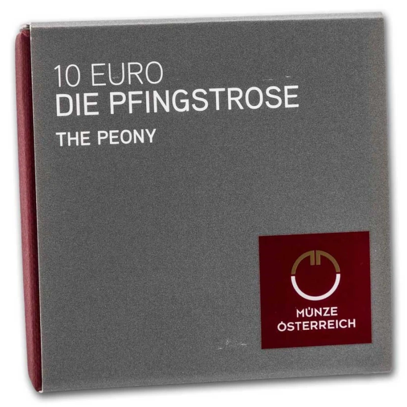 Rakouská stříbrná mince Pivoňka 2024 Proof 1/2 unce Sběratelské mince