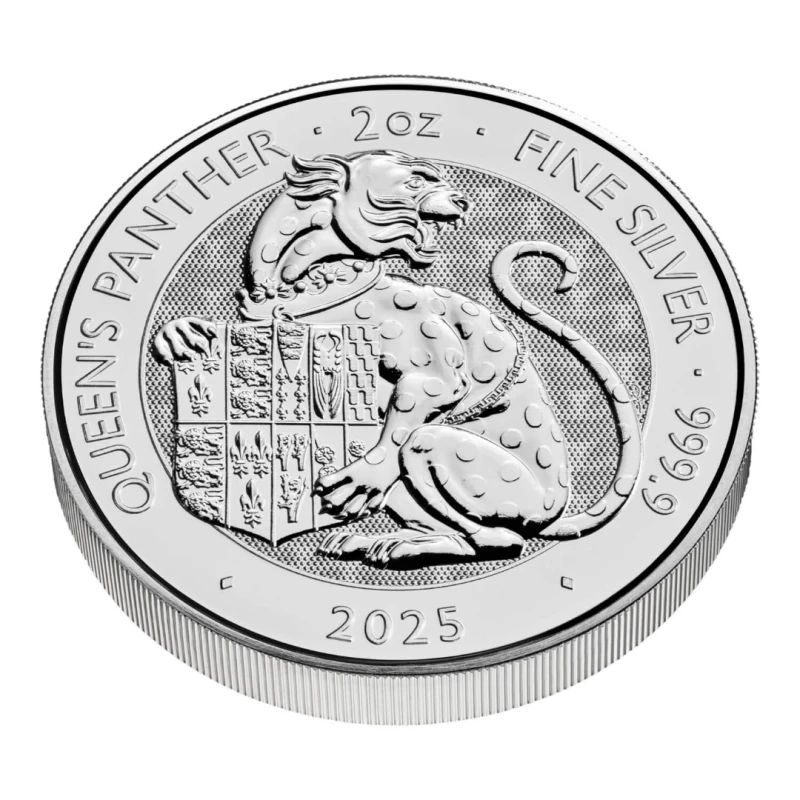 Stříbrná mince Spojeného království The Royal Tudor Beasts The Queen's Panther 2025 2 unce Sběratelské mince