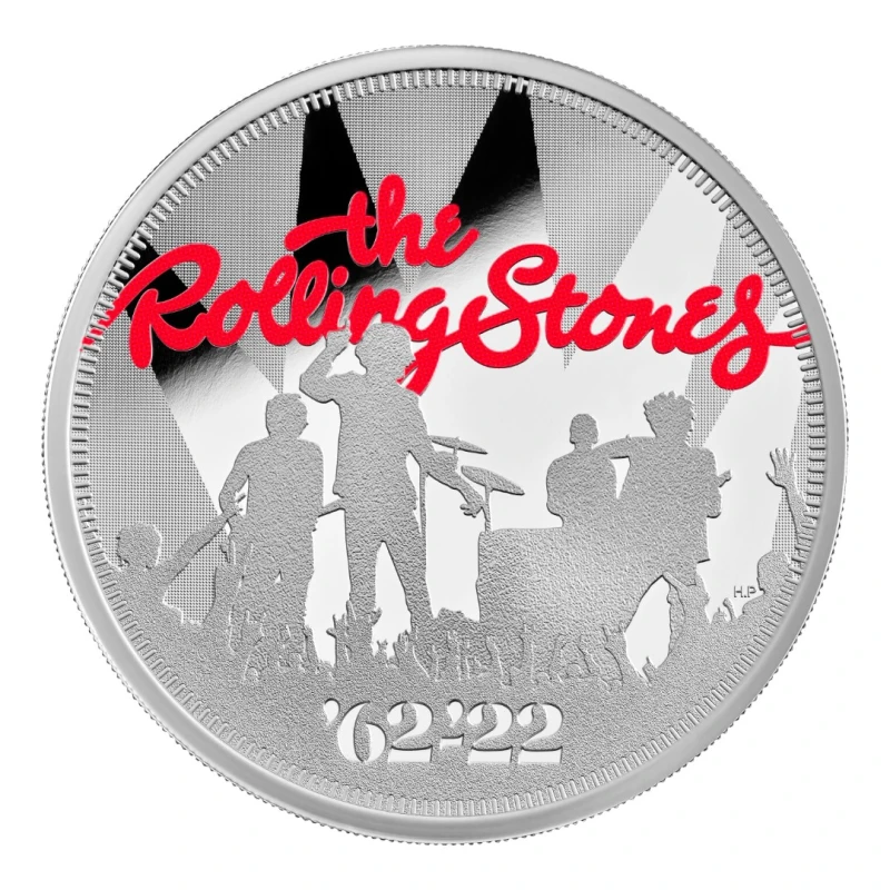 UK: silver coin The Rolling Stones 2022 Proof colored 1 oz Collectible coins