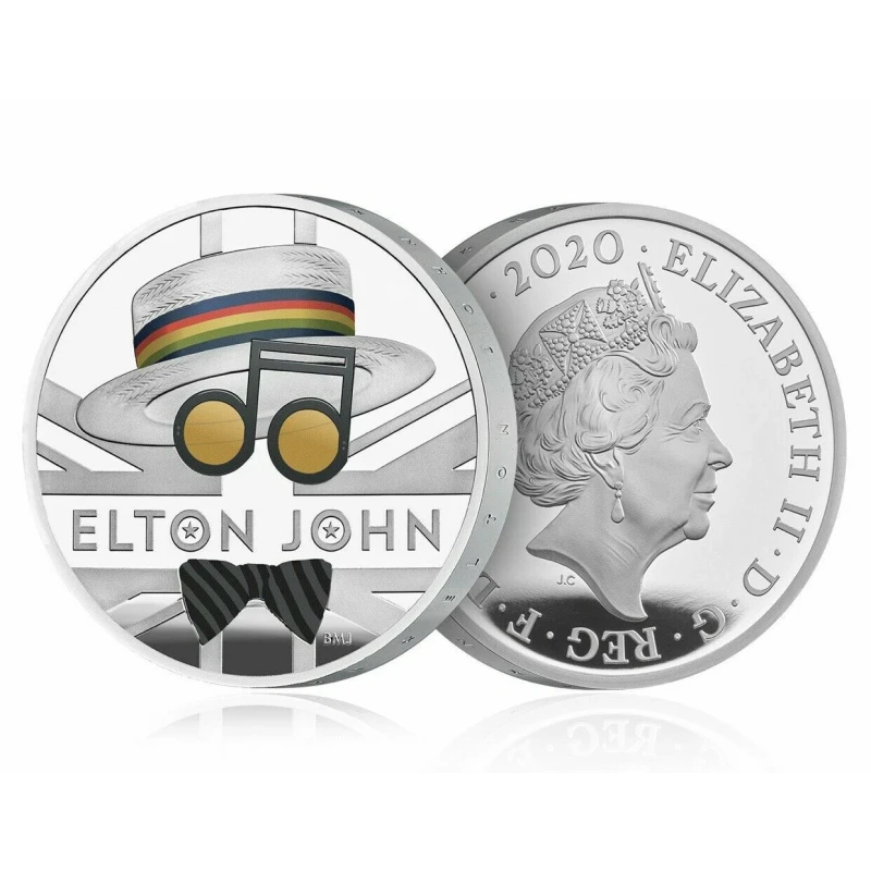 UK: silver coin Elton John 2020 Proof colored 1 oz Collectible coins