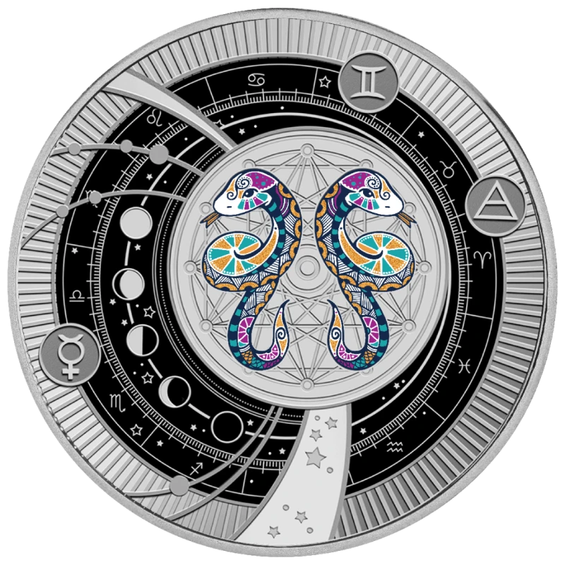 Kamerun: stříbrná mince Gemini 2025 Proof v barvě 10 g Sběratelské mince