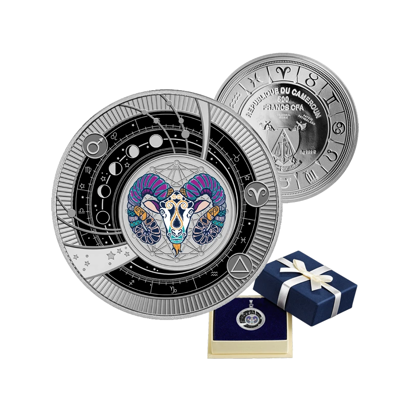 Cameroon: silver coin Capricorn 2025 Proof colored 10 g Collectible coins