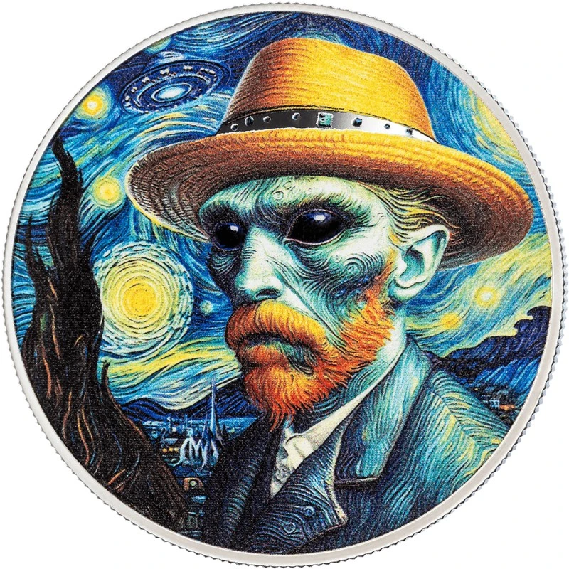 Kamerun: stříbrná mince Vincent van Gogh 2025 Proof 1 uncie Sběratelské mince