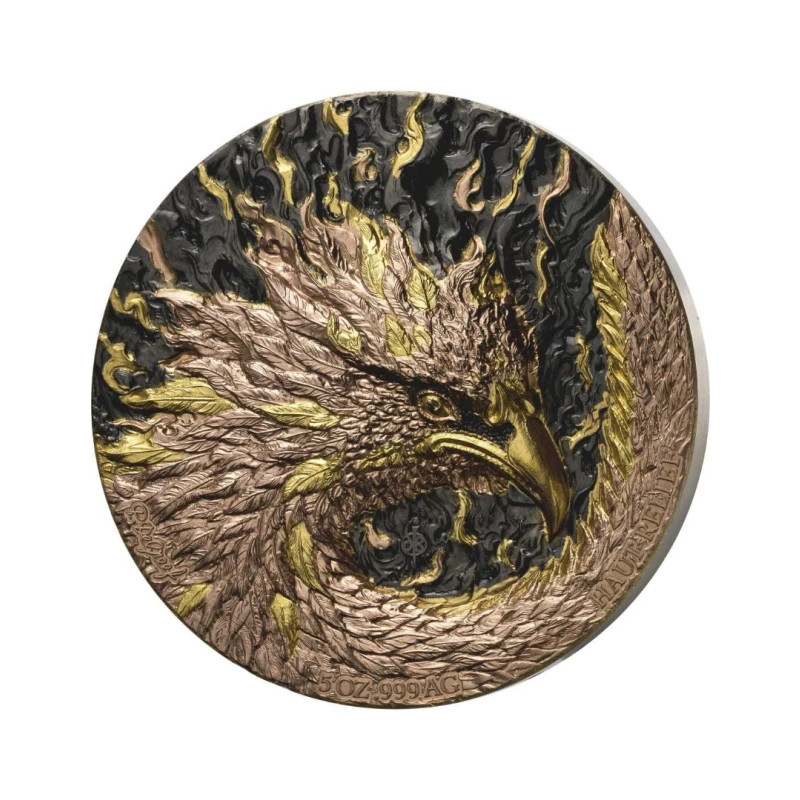 Republika Pobřeží slonoviny: stříbrné mince Phoenix 2025 10 unce Sběratelské mince