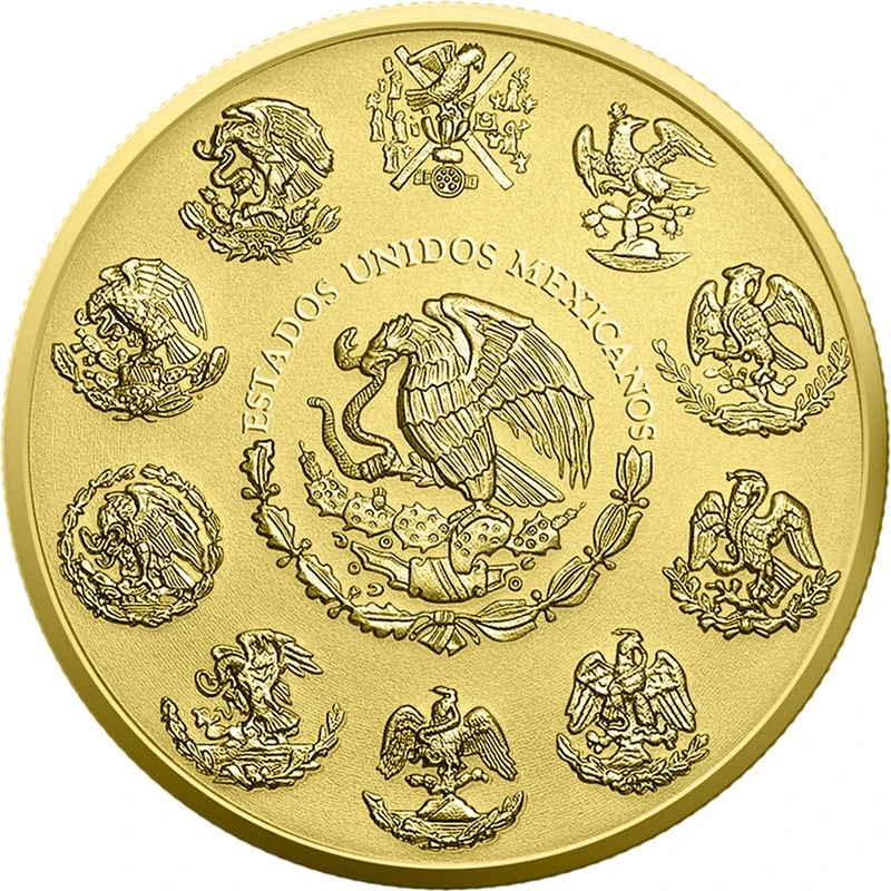 Mexiko: stříbrná mince Aztécký chrám 2023 zlacená barevná 1 unce Sběratelské mince