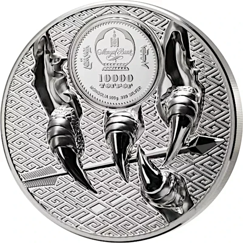 Mongolsko: stříbrná mince Majestic Eagle 2023 Proof high relief 500 g Sběratelské mince