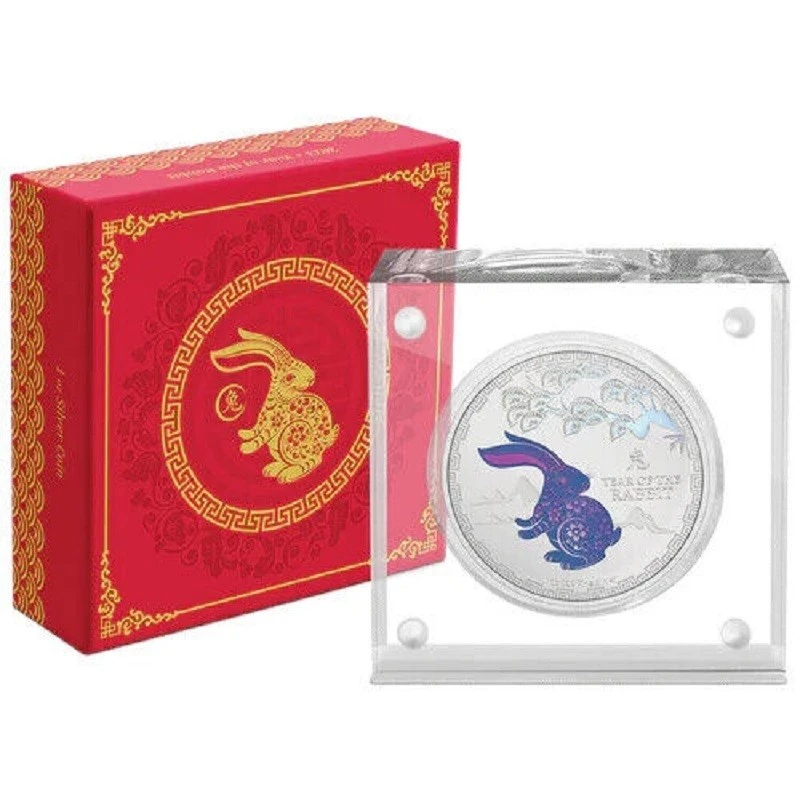 Niue: stříbrná mince Rok králíka 2023 Proof v barvě 1 unce Sběratelské mince