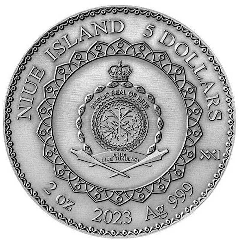 Niue: stříbrná mince Mandala Rok králíka 2023 barevná 2 unce Sběratelské mince