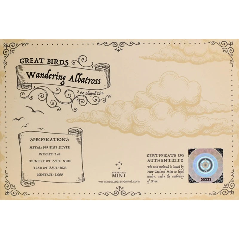 Niue: stříbrná mince Putující albatros 2023 Proof 2 unce Sběratelské mince