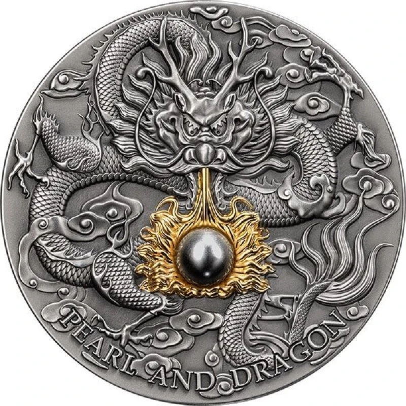 Niue: stříbrná mince Černá perla a drak 2023 2 unce Sběratelské mince