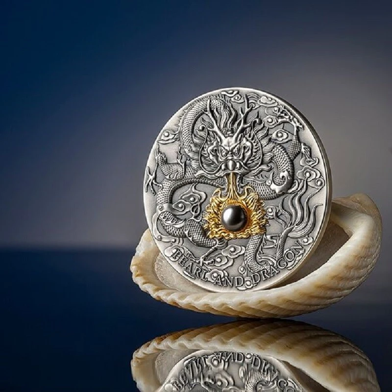 Niue: stříbrná mince Černá perla a drak 2023 2 unce Sběratelské mince