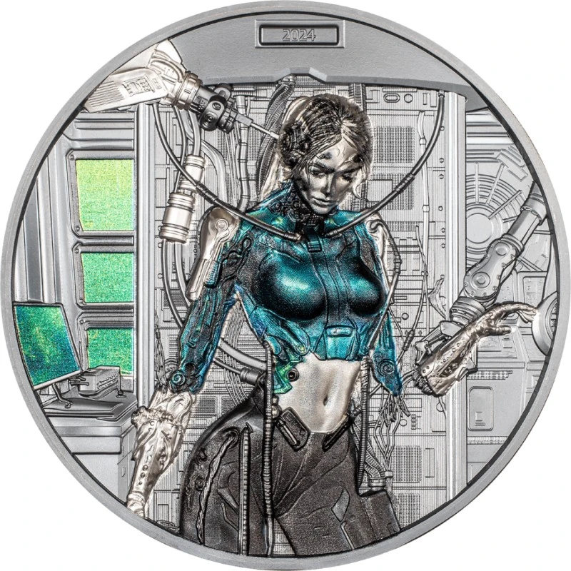 Cook Islands: silver coin Resurrection of the Cyber Queen 2024 Black Proof colored 3 oz Collectible coins