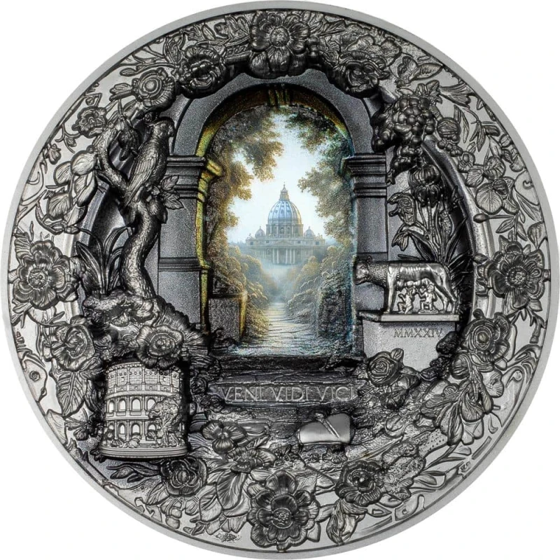 Cook Islands: silver coin Roma Monumental View 2024 Black Proof 3 oz Collectible coins