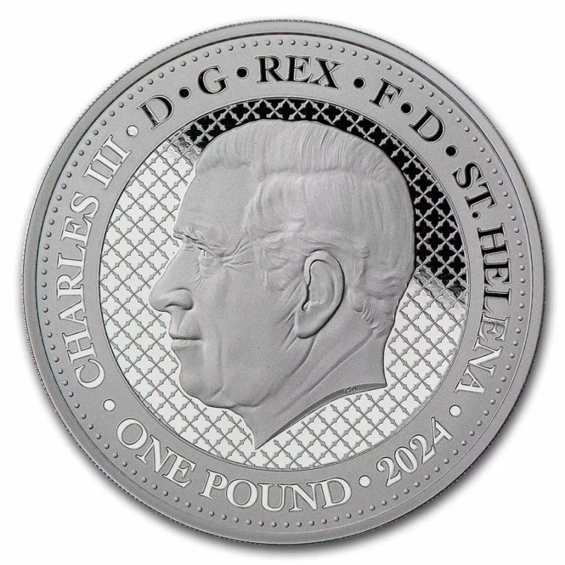 Stříbrná investiční mince Svatá Helena Indiánská divočina Sněžný leopard 2024 1 unce Investiční mince