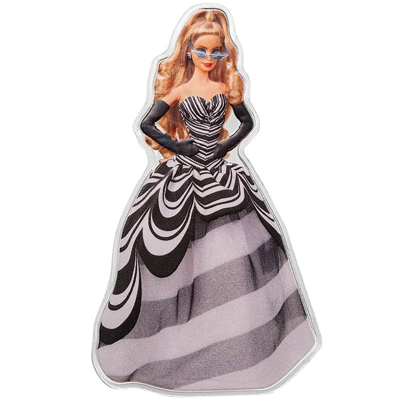 Stříbrná mince Šalamounovy ostrovy Blue Sapphire Barbie 2024 Colored 1 unce Sběratelské mince