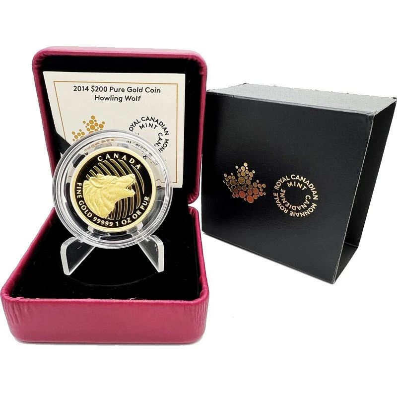 Kanadská zlatá mince Howling Wolf 2014 Proof 1 unce Sběratelské mince