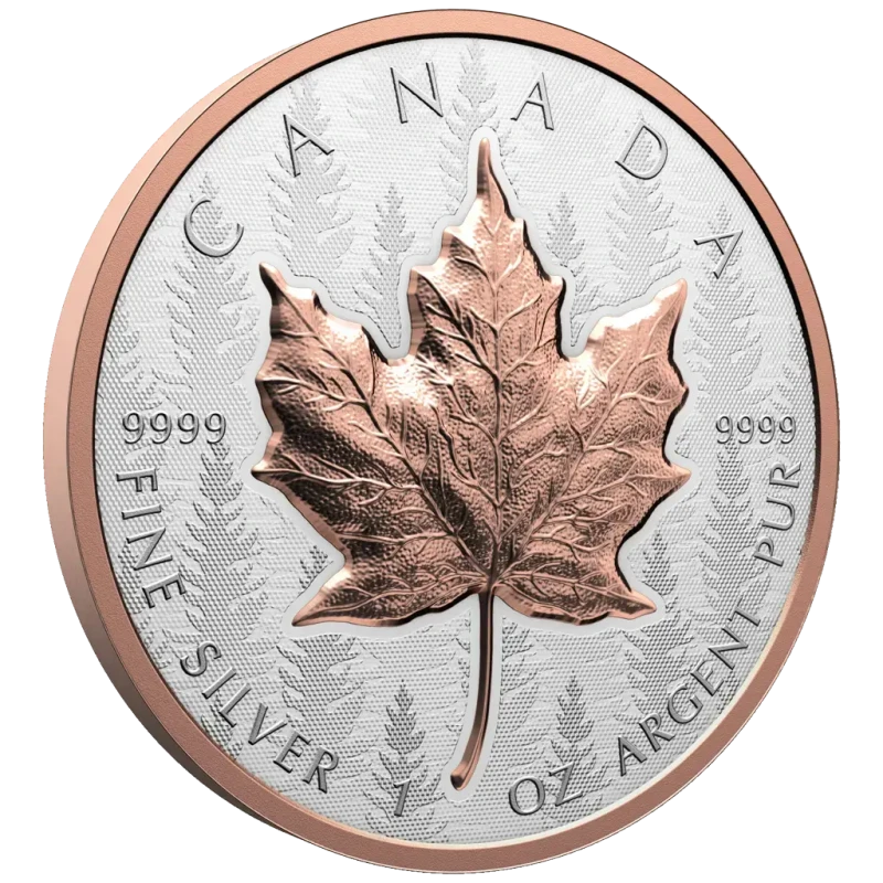 Kanada Stříbrná mince Maple Leaf 2025 Rose Gold Plated 1 unce Sběratelské mince