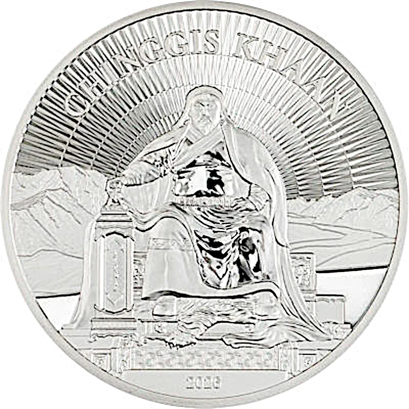 Mongolsko Stříbrná mince Chinggis Khaan 2026 Proof 1 unce Sběratelské mince