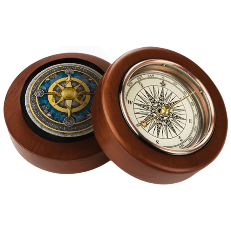 Niue Stříbrná mince Compass Rose 2026 Pozlacené barevné 2 unce Sběratelské mince