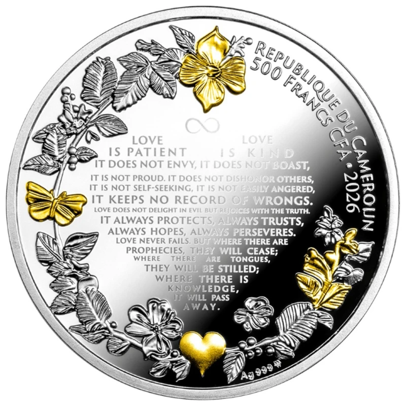 Cameroon Silver Coin Wedding Doves 2026 Proof 17.5 g Collectible coins