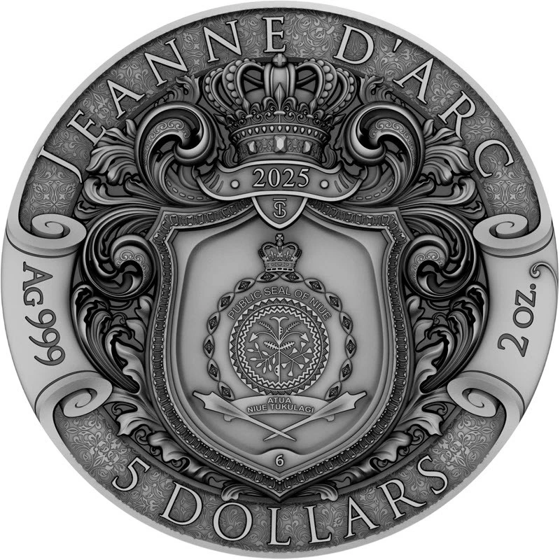 Stříbrná mince Niue Jeanne d'Arc 2025 2 unce Sběratelské mince
