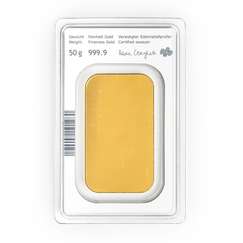 Zlatý slitek rakouské mincovny 50 g (0,9999) Investiční slitky